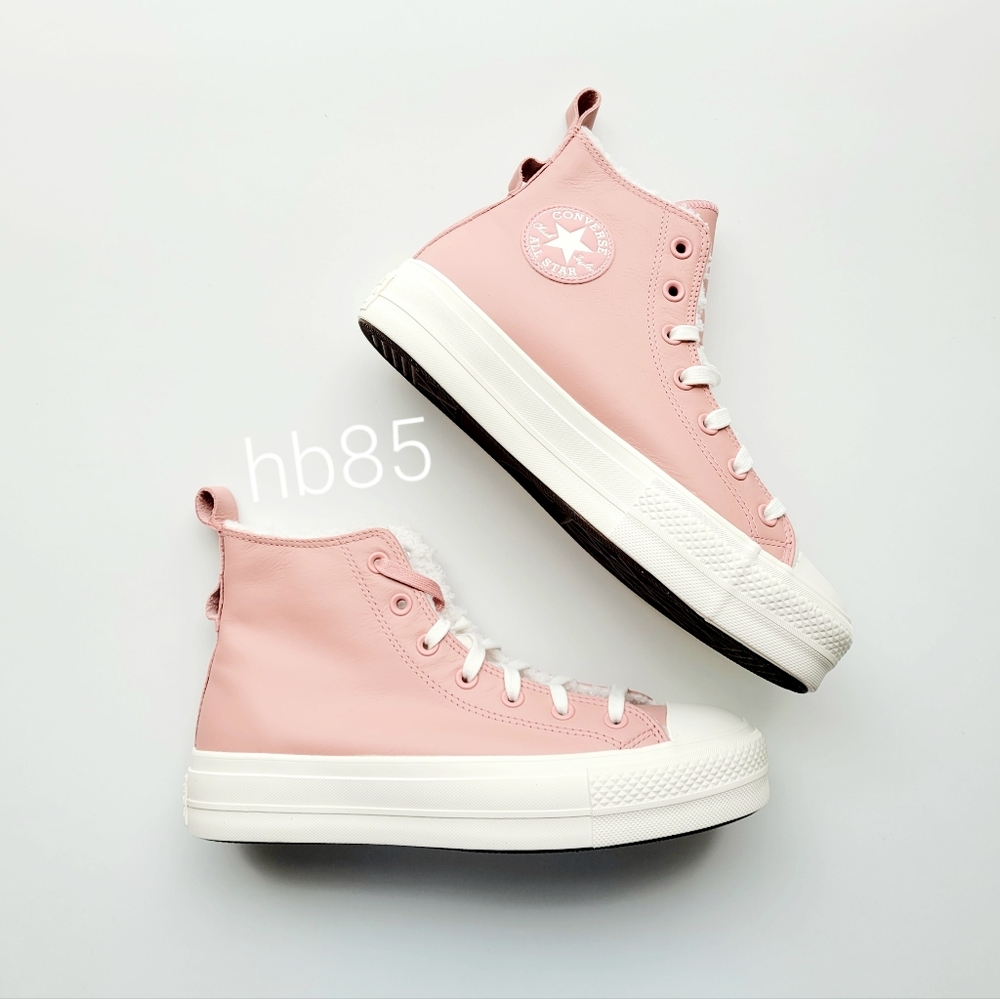 Converse CTAS AS Lined Leather Platform Hi Rust Pink Egret Women's 10